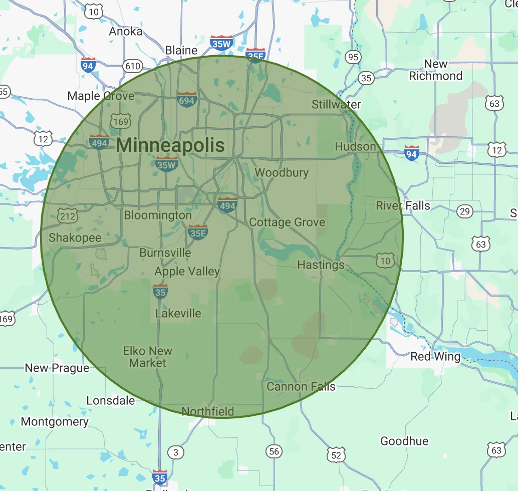 Twin Cities Metro Service Area Map